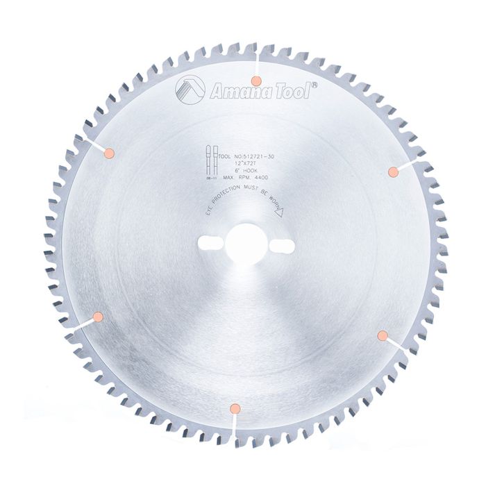 Amana tool 512721-30 Carbide Tipped Aluminum and Non-Ferrous Metals 12 Inch D x 72T TCG, -6 Deg, 30MM Bore, Circular Saw Blade