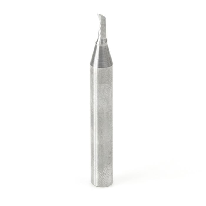 Amana tool 51416 CNC SC Spiral O Single Flute, Plastic Cutting 1/8 D x 1/4 CH x 1/4 SHK x 2 Inch Long Up-Cut Router Bit with Mirror Finish