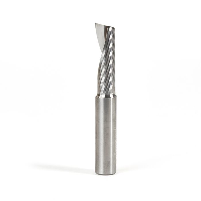 Amana tool 51428 CNC SC Spiral O Single Flute, Plastic Cutting 1/2 D x 1-5/8 CH x 1/2 SHK x 3-1/2 Inch Long Upcut Router Bit with Mirror Finish