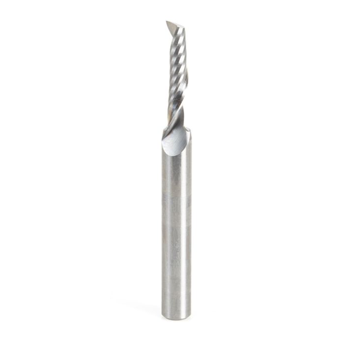 Amana tool 51456 CNC SC Spiral O Single Flute, Aluminum Cutting 3/16 D x 7/8 CH x 1/4 SHK x 2-1/2 Inch Long Up-Cut Router Bit with Mirror Finish