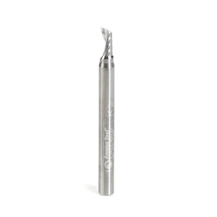 Amana tool 51473 CNC SC Spiral O Single Flute, Aluminum Cutting 5/32 D x 5/16 CH x 3/16 SHK x 2 Inch Long Up-Cut Router Bit with Mirror Finish
