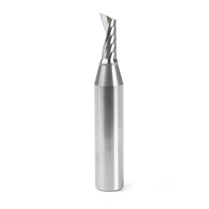 Amana tool 51483 CNC SC Spiral O Single Flute, Aluminum Cutting 5/16 D x 3/4 CH x 1/2 SHK x 3 Inch Long Up-Cut Router Bit with Mirror Finish