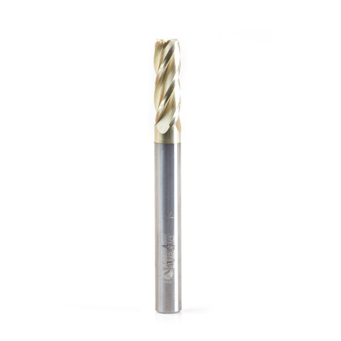 Amana tool 51525 Glass Cutting 1/4 D x 3/4 CH x 1/4 SHK x 2-1/4 Inch Long x 4 Flute Solid Carbide ZrN Coated Up-Cut Router Bit