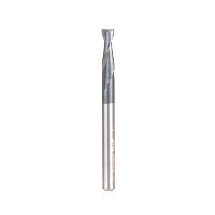 Amana tool 51674 SC Spiral for Steel, Stainless Steel & Non Ferrous Metal with AlTiN Coating 2-Flute x 1/8 D x 3/8 CH x 1/8 SHK x 1-1/2 Inch Long Up-Cut Router Bit / 45 Deg Corner Chamfer End Mil