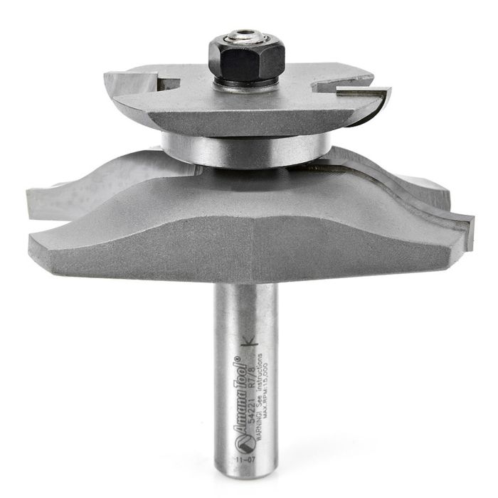 Amana tool 54221 Carbide Tipped Ogee Raised Panel with Back Cutter 7/8 R x 3-3/8 D x 1-1/16 CH x 1/2 Inch SHK Router Bit