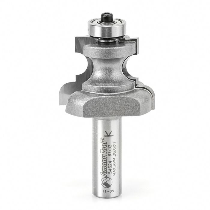 Amana tool 54324 Carbide Tipped Edge Molding 7/32 x 15/64 R x 1-9/16 D x 1-3/8 CH x 1/2 Inch SHK w/ Lower Bal Bearing Router Bit