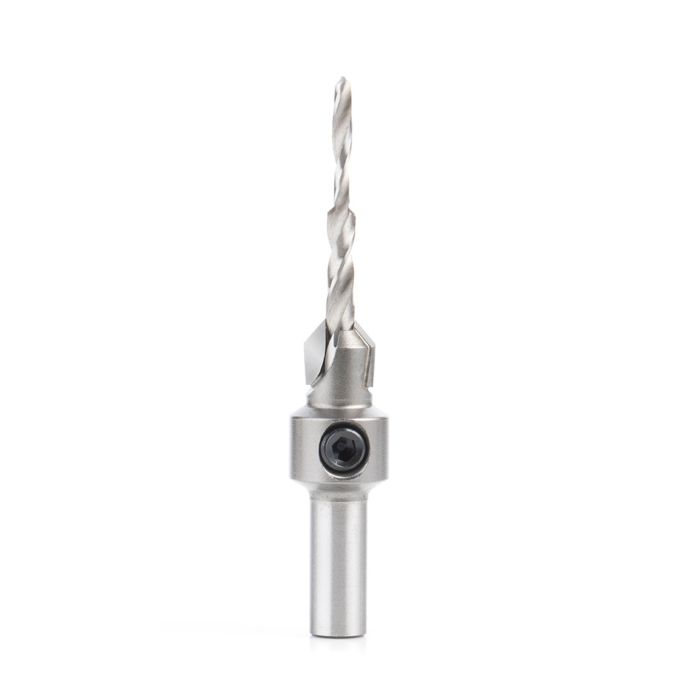 Amana tool 55122 Carbide Tipped Countersink with Slow Spiral Stepped Dril 25/64 D x 5/32 Dril D x 5/16 Round SHK