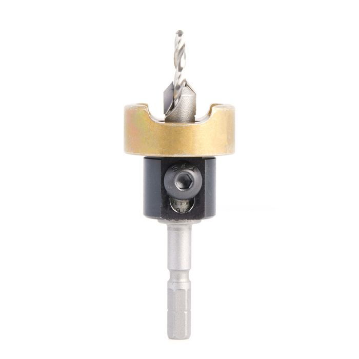 Amana tool 55166 Carbide Tipped 82 Degree Countersink with Adjustable Depth Stop and No-Thrust BB, For Festool CENTROTEC System 3/8 D x 9/64 Dril D