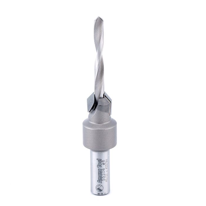 Amana tool 55206 Carbide Tipped Countersink #8 Screw 25/64 D x 5/62 Dril D x 5/16 Round SHK