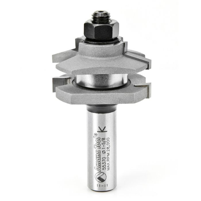 Amana tool 55370 Carbide Tipped Traditional Reversible Stile and Rail Assembly 1-5/8 D x 11/16 CH x 1/2 Inch SHK Router Bit