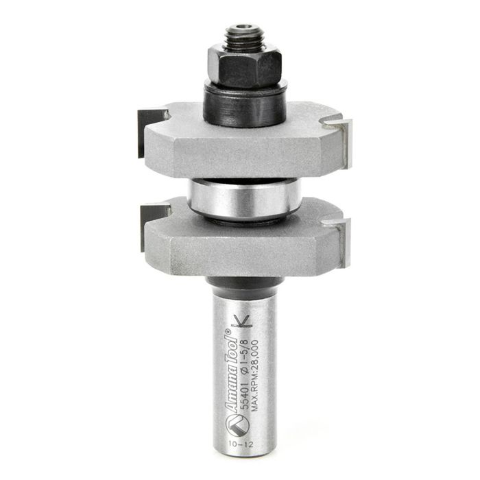 Amana tool 55401 Carbide Tipped Tongue & Groove 3/8 Kerf x 1-5/8 D x 1-1/8 CH x 1/2 Inch SHK w/ Lower BB Router Bit Assembly for 3/4 to1-1/8 Material