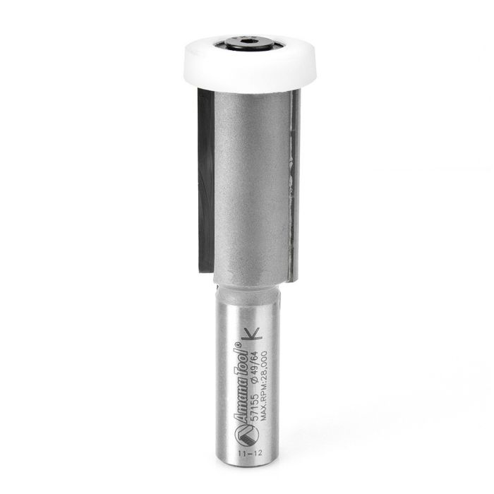 Amana tool 57155 Carbide Tipped Lansen Stainless Steel Edge Sink and Trim with Ultra-Glide BB Guide Solid Surface 49/64 D x 1-1/2 CH x 12 Deg x 1/2 Inch SHK Router Bit