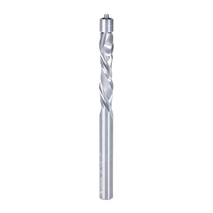Amana tool 59606 Solid Carbide Compression Spiral 1/4 D x 1-1/4 CH x 1/4 SHK x 3-1/4 Inch Long w/ Double Bal Bearing Router Bit