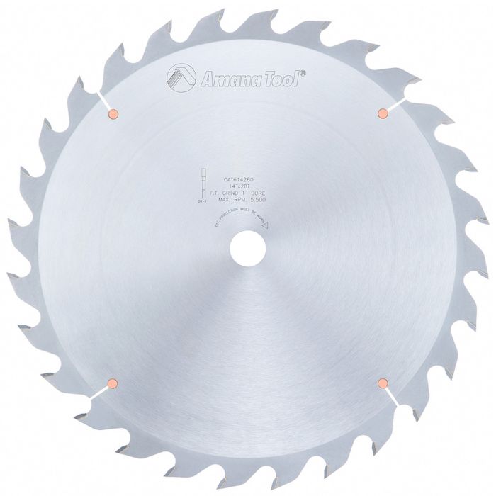 Amana tool 614280 Carbide Tipped Ripping Standard 14 Inch D x 28T FT, 18 Deg, 1 Inch Bore, Circular Saw Blade