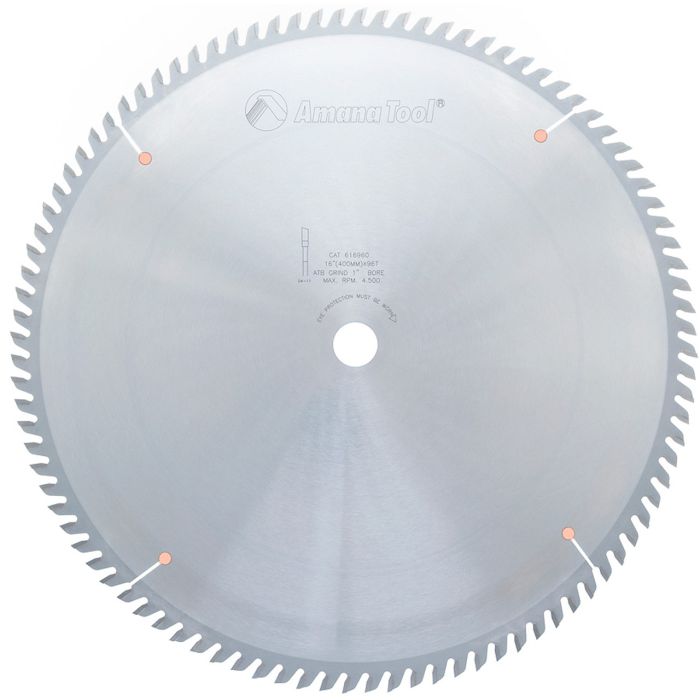 Amana tool 616960 Carbide Tipped Cut-Off and Crosscut 16 Inch D x 96T ATB, 10 Deg, 1 Inch Bore, Circular Saw Blade
