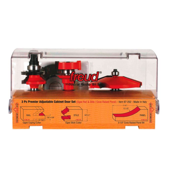 FREUD - 97-252   3pc ADJUSTABLE CABINET BIT SET