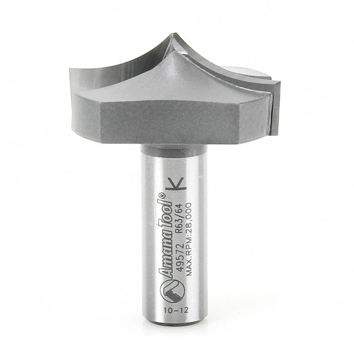 Amana 49572 Carbide Tipped Plunge Ovolo with Center Pt A 1 Radius x 1-5/8 Dia x 23/32 x 1/2 Inch Shank