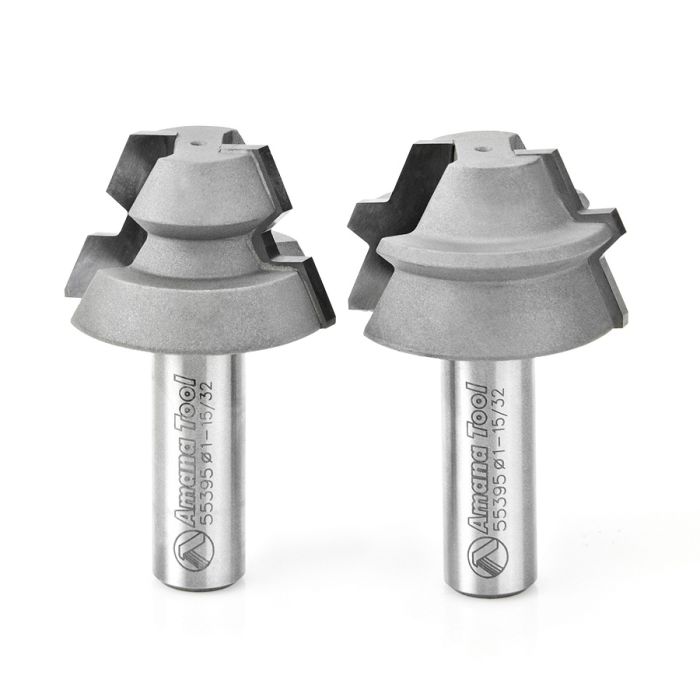 Amana 55395 2-Piece Carbide Tipped Lock Miter 22.5 Deg x 1-15/32 Dia x 7/8 x 1/2 Inch Shank Set