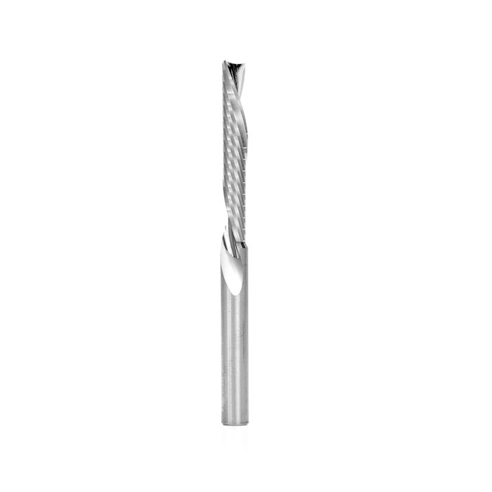 Amana 57334 Metric Solid Carbide CNC Spiral 'O' Single Flute, Plastic Cutting 6 Dia x 38 x 6 Shank x 76mm Long Down-Cut Router Bit