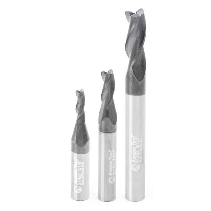 Amana AMS-156 3-Pack CNC Spiral End Mill, Steel & Stainless Steel Cutting with AlTiN Coating 1/4 Inch Shank Router Bits