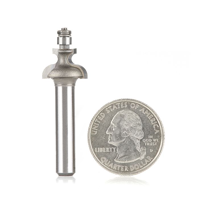 Amana MR1004 Miniature Edge Molding with 3/16 Dia Ball Bearing x 39/64 Dia x 11/32 x 1/4 Inch Shank Carbide Tipped Router Bit