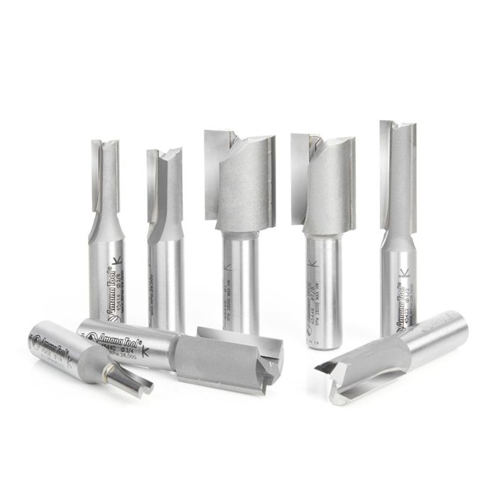 Amana tool AMS-104 8-Pc Carbide Tipped Straight Plunge High Production Colection, 1/2 Inch Shank