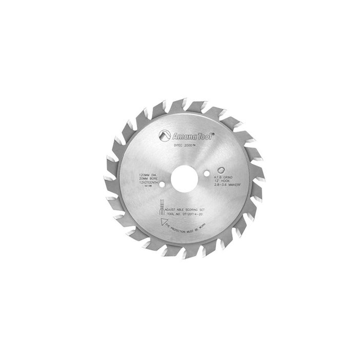 Amana tool DT120T14-20 Carbide Tipped Ditec 2000 Adjustable Type Scoring 120MM D x 12 x 2T x ATB, 20MM Bore, Scoring Set