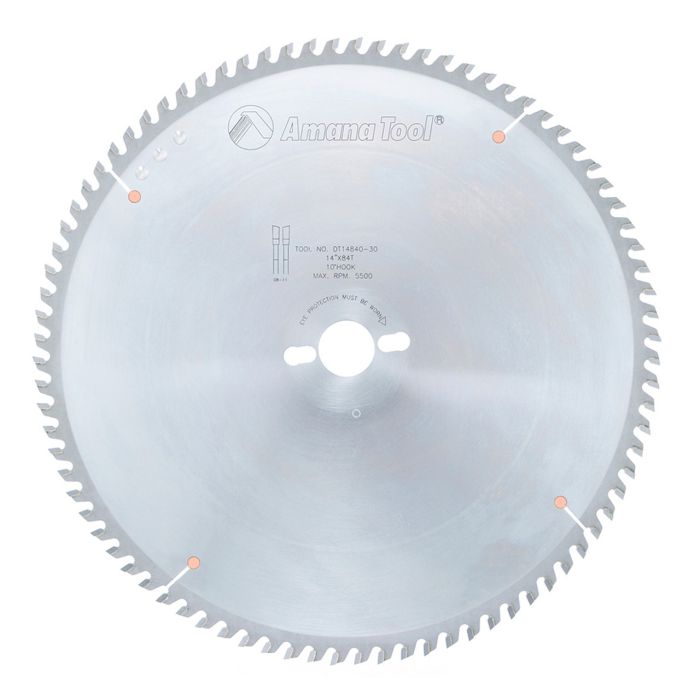 Amana tool DT14840-30 Carbide Tipped Sliding Table Saw 14 Inch D x 84T ATB, 10 Deg, 30MM Bore, Circular Saw Blade