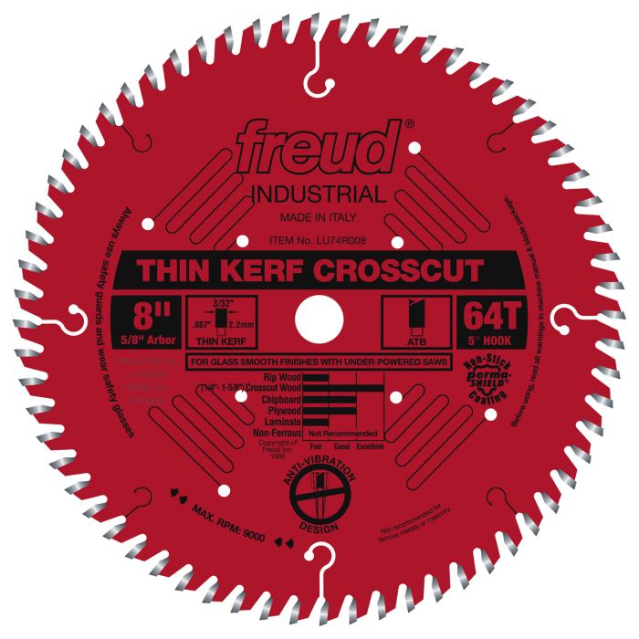 Freud LU74R008 8" Thin Kerf Ultimate Cut-Off Blade