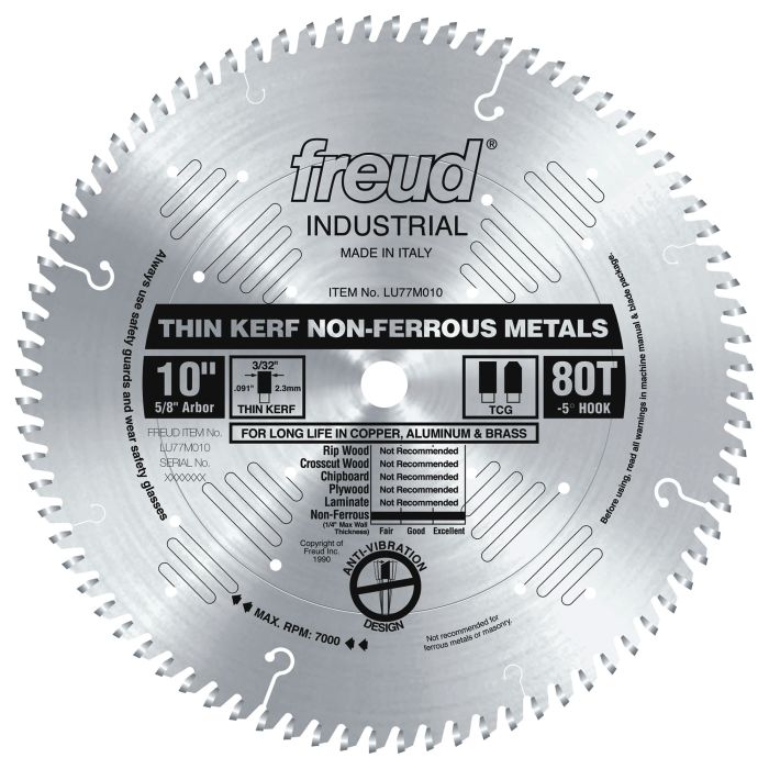Freud LU77M010 10" Thin Kerf Non-Ferrous Metal Blade