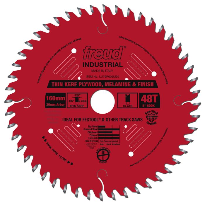 Freud LU79R006M20 160mm Thin Kerf Ultimate Plywood & Melamine Blade