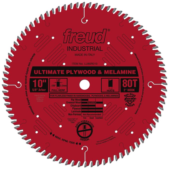 Freud LU80R010 10" Ultimate Plywood & Melamine Blade