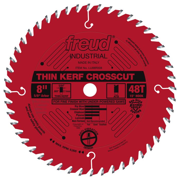 Freud LU88R008 8" Thin Kerf Fine Finish Crosscut Blade