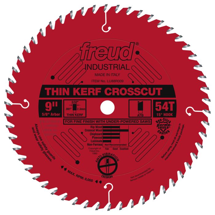 Freud LU88R009 9" Thin Kerf Fine Finish Crosscut Blade