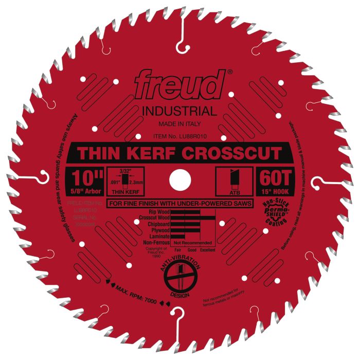 Freud LU88R010 10" Thin Kerf Fine Finish Crosscut Blade