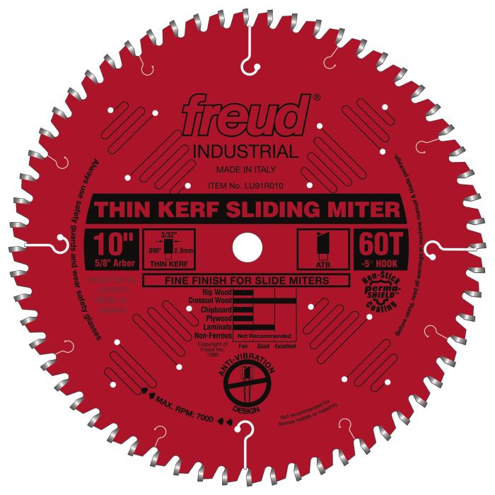 Freud LU91R010 10" Thin Kerf Sliding Compound Miter Saw Blade
