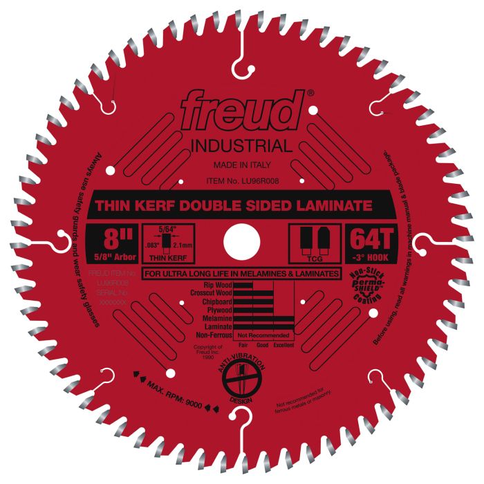 Freud LU96R008 8" Thin Kerf Double Sided Laminate/Melamine