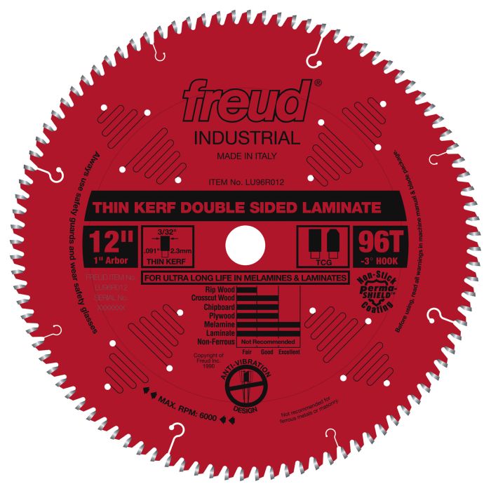 Freud LU96R012 12" Thin Kerf Double Sided Laminate/Melamine