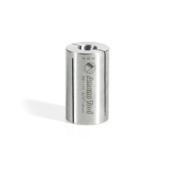 Amana tool RB-135 High Precision Steel Router Colet Reducer 3/4 Inch Overal D x 8mm Inner D x 1-1/4 Inch Long