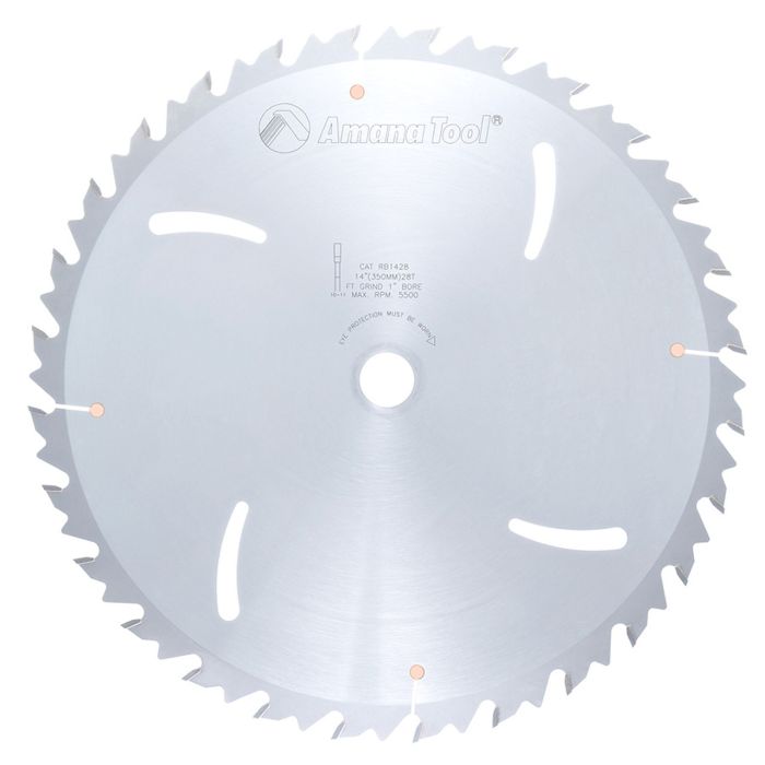 Amana tool RB1428 Carbide Tipped Euro Rip With Cooling Slots 14 Inch D x 28T FT, 18 Deg, 1 Inch Bore, Circular Saw Blade