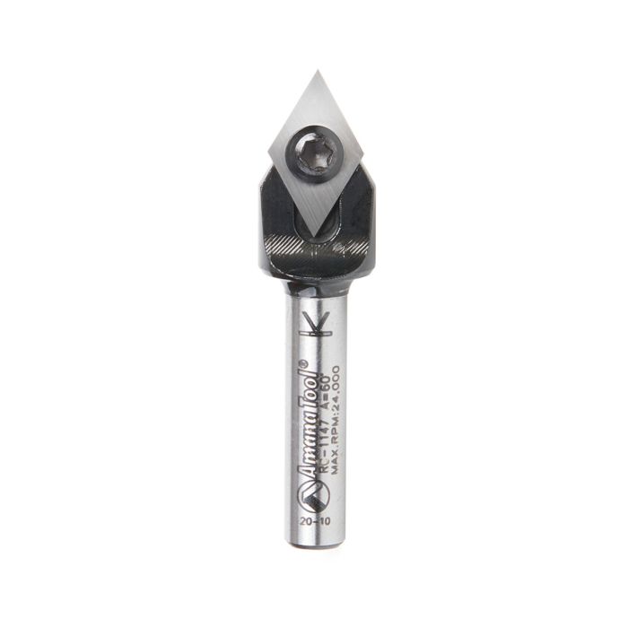 Amana tool RC-1147 Insert V-Groove 60 Deg x 21/64 CH x 1/4 Inch SHK CNC Router Bit