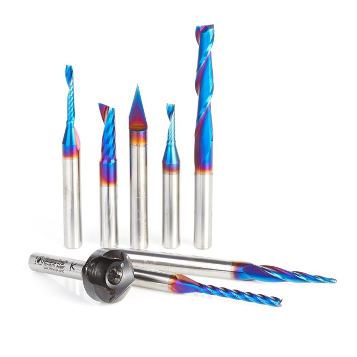 Amana tool AMS-265 8-Pc CNC TheDutchmanModifies Casemodding Set, 1/4 Inch Shank