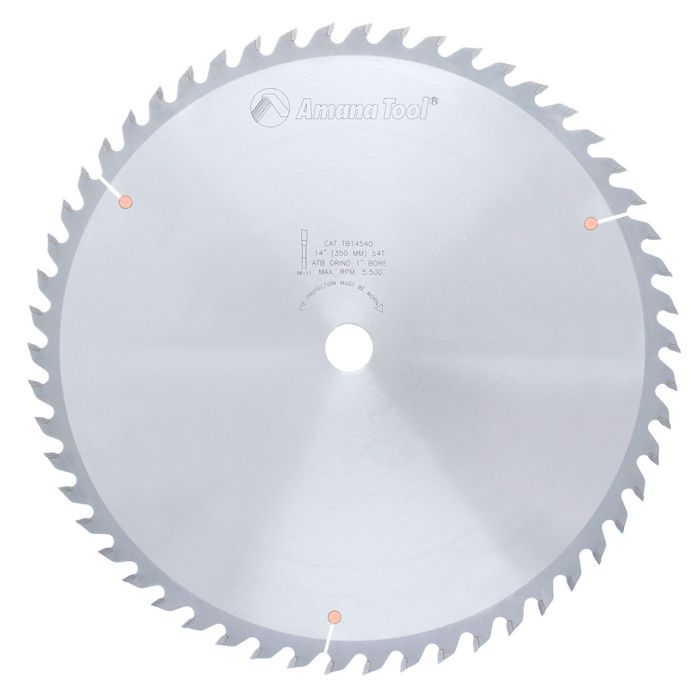 Amana tool TB14540 Carbide Tipped Thin Kerf General Purpose 14 Inch D x 54T ATB, 15 Deg, 1 Inch Bore, Circular Saw Blade