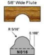 N016 5/16 radius flute shaper cutter profile