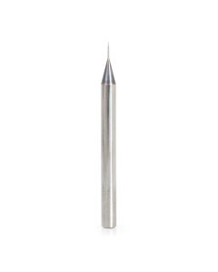 Amana tool 51739 Mini Solid Carbide Spiral for Steel, Stainless Steel & Composites, AlTiN Coated 0.0050 Radius x 0.010 Dia x 0.030 Cut Height x 1/8 Shank x 1-1/2 Inch Long Up-Cut 2-Flute Bal End Router Bit/End Mil