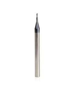 Amana tool 51743 Mini Solid Carbide Spiral for Steel, Stainless Steel & Composites, AlTiN Coated 0.015 Radius x 0.030 Dia x 0.090 Cut Height x 1/8 Shank x 1-1/2 Inch Long Up-Cut 2-Flute Bal End Router Bit/End Mil