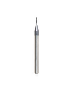 Amana tool 51744 Mini Solid Carbide Spiral for Steel, Stainless Steel & Composites, AlTiN Coated 0.075 Radius x 0.035 Dia x 0.105 Cut Height x 1/8 Shank x 1-1/2 Inch Long Up-Cut 2-Flute Bal End Router Bit/End Mil