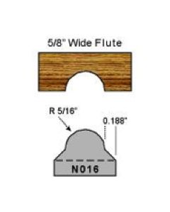 N016 5/16 radius flute shaper cutter profile