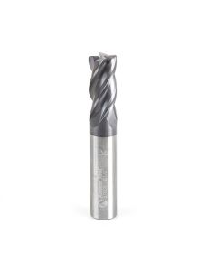 Amana tool 51609 Solid Carbide Spiral CNC Variable Helix for Stainless Steel, Steel, Titanium, Cast Iron and Cermet with AlTiN Coating 4-Flute x 1/2 Dia x 1 Cut Height x 1/2 Shank x 3 Inches Long Up-Cut CNC Corner Radius Bottom End Mil