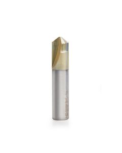 Amana 45785 Carbide V-Groove 108 Deg. Folding for Composite Material Panels Like TCM, CCM, ACM, 0.090 Inch Tip Width x 3/8 x 1/2 Dia. x 1/2 Inch Shank ZrN Coated Router Bit